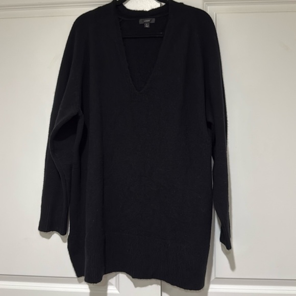 J Crew Stretch Merino Wool Alpaca V-Neck Tunic Sweater Sz L - Picture 3 of 8
